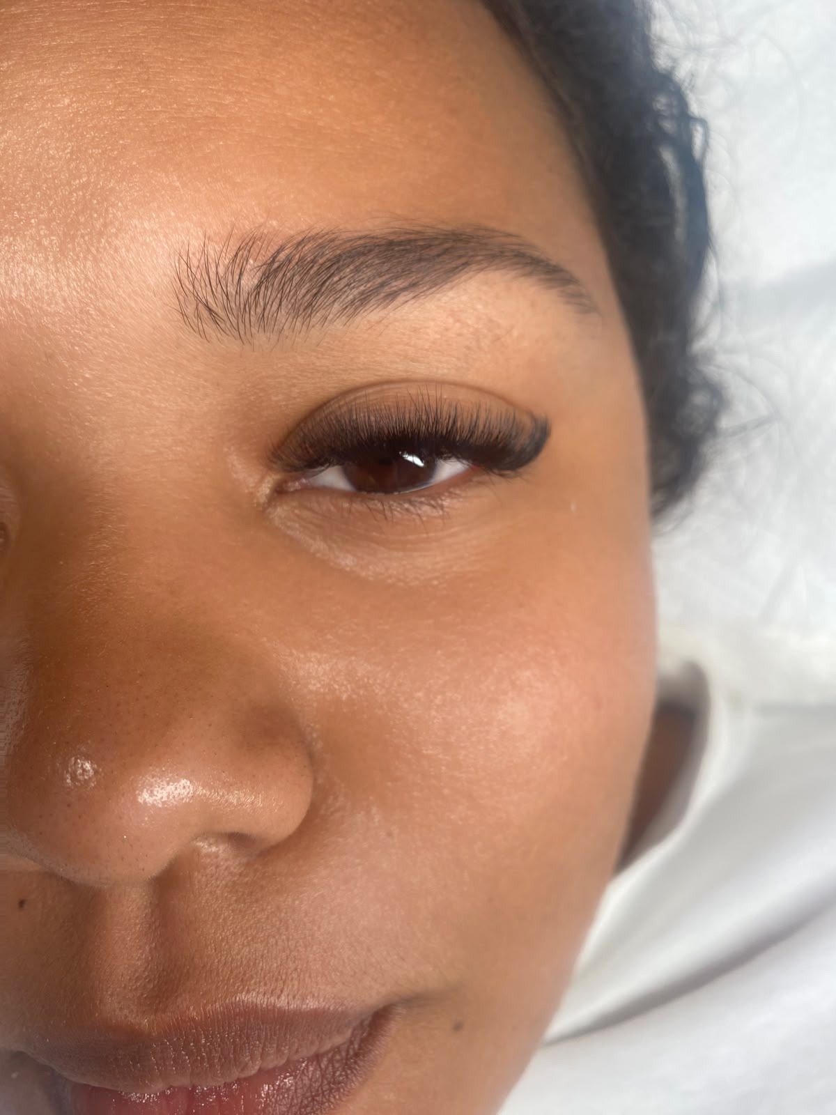 Close-up of a volume lash set by Lashes by Dee